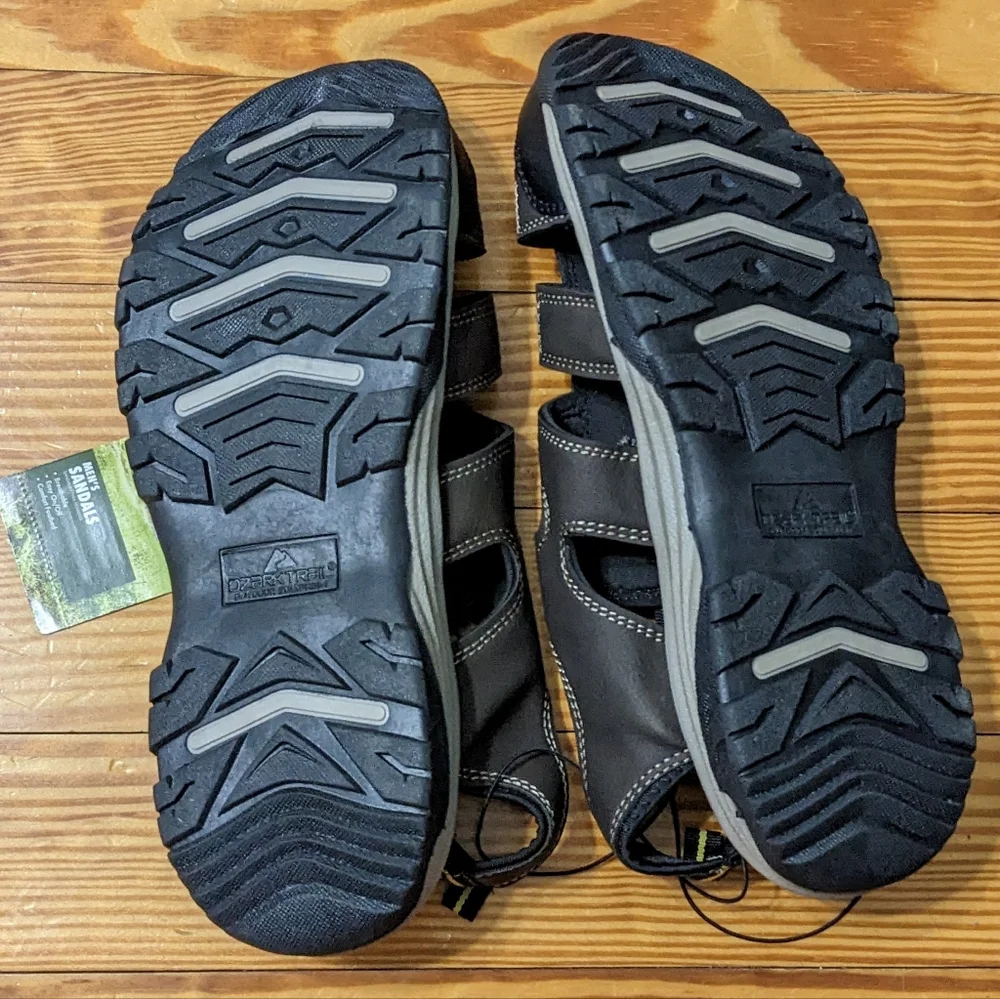 Ozark Trail Brown Men's Outdoor Shoes Round Toe Fisherman Sandals, Size 12,NEW